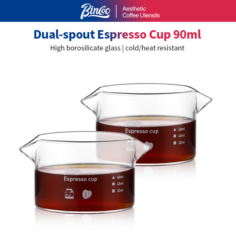 Espresso Shot Glass - BINCOO 90 ml Espresso-Messbecher mit doppeltem