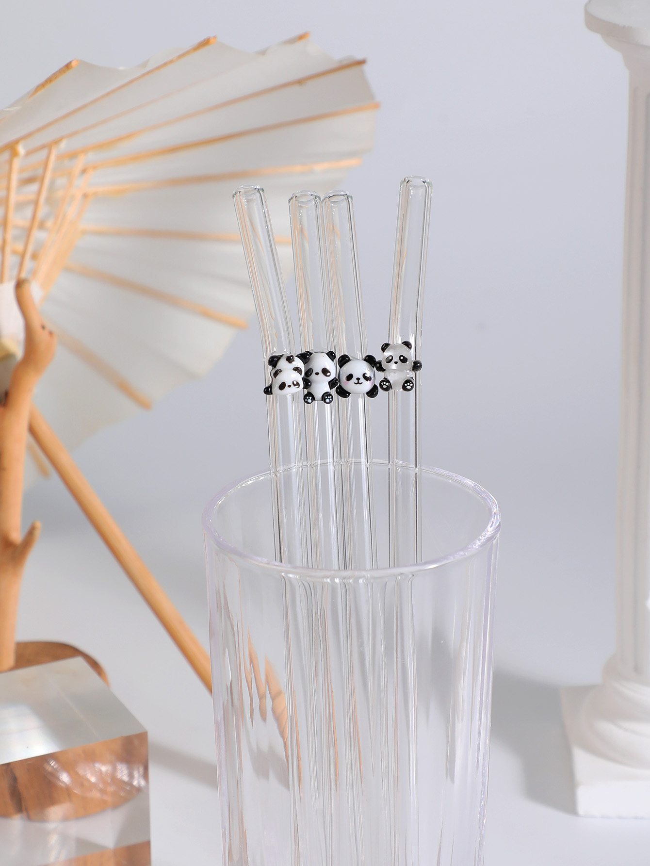 Espresso Shot Glass - 4/7 Stück wiederverwendbares gebogenes Glasstrohhalm im